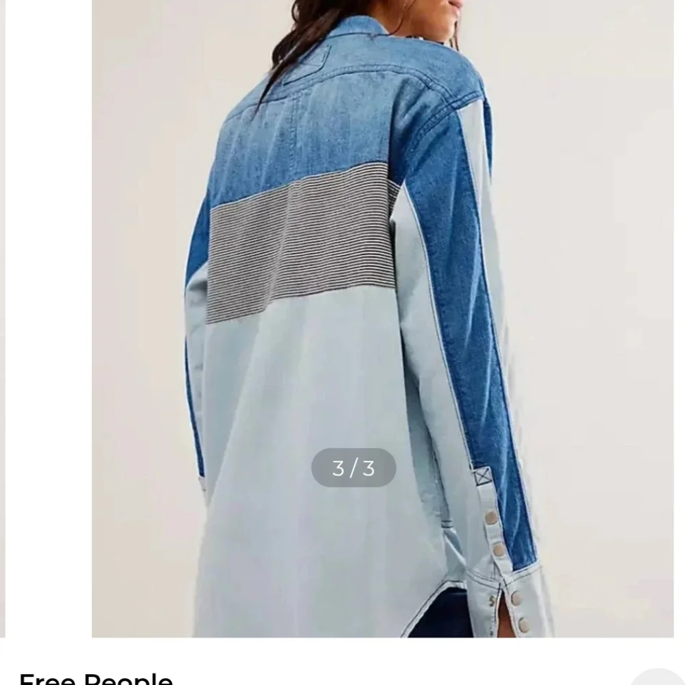 Free People Motto Color Block Shirt Blue Combo Size XL NWT